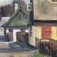 Vintage Original Cottage Oil Painting: Framed Countryside Art