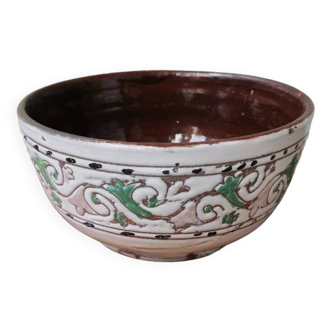 Vintage oriental bowl handmade plant pattern