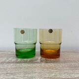 Set of orange and green tinted glasses made in Poland