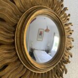 Miroir vintage 1960 soleil oeil de sorcière or bombé - 48 cm