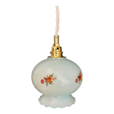 Vintage blue opaline tulip ride with flower design