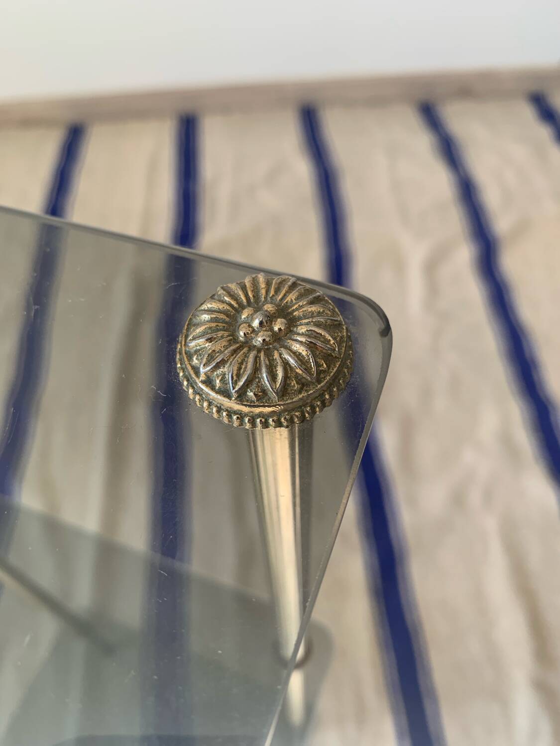Old glass and brass stool