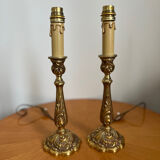 Pair of Louis XV rocaille bronze lamps