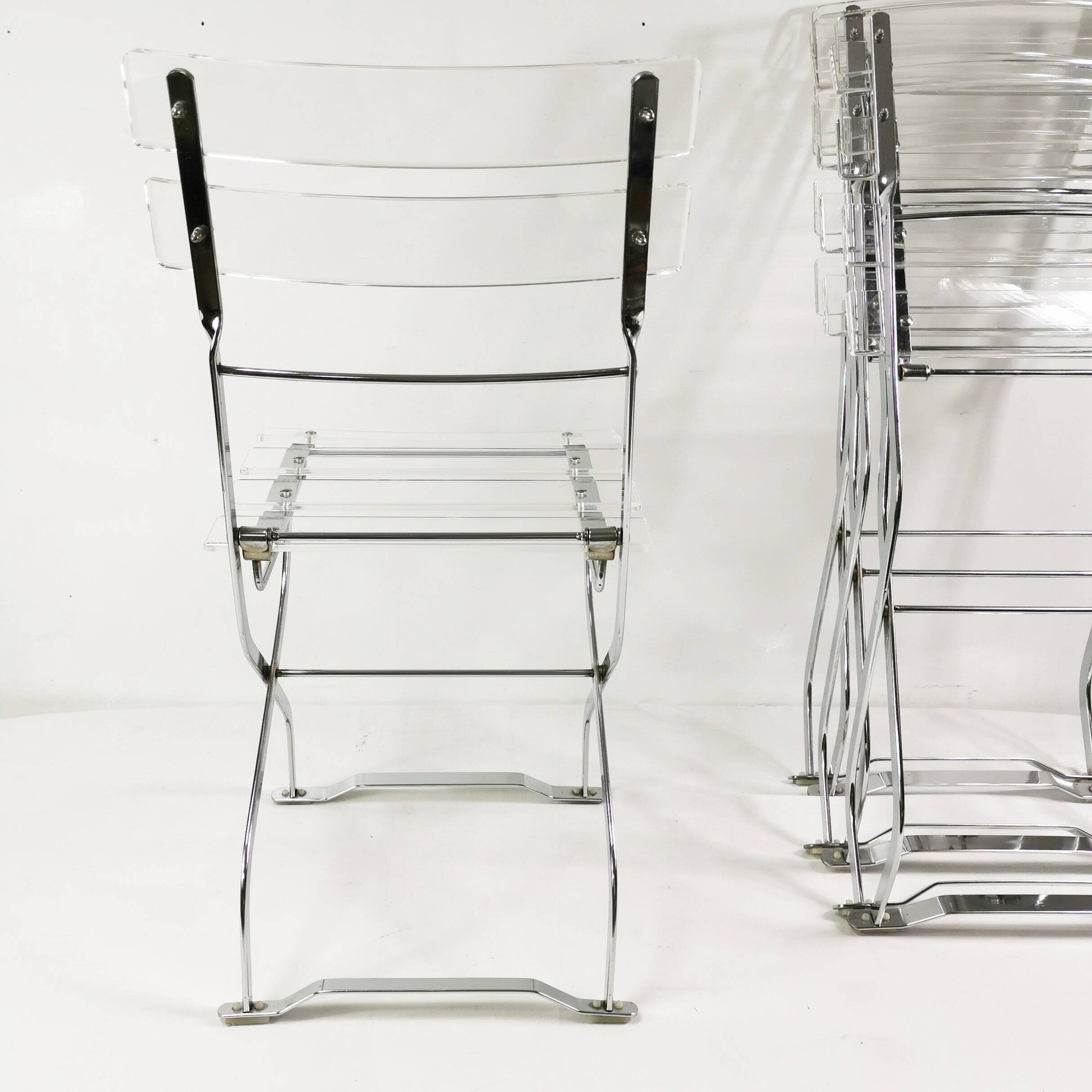 Set of designer folding chairs, Maison & Jardin Paris, 1970s