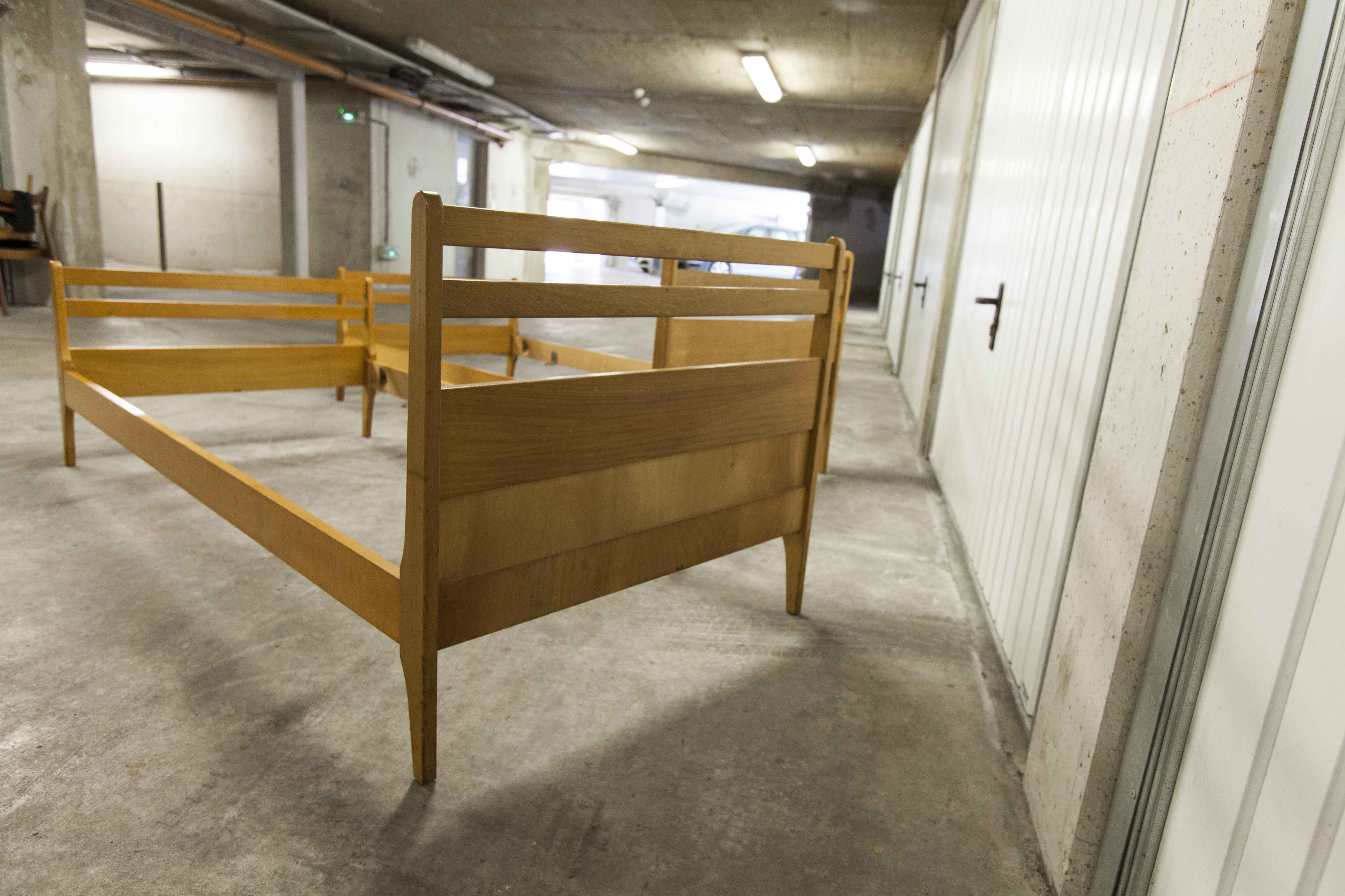Pair of 1960 Scandinavian twin beds in solid beech