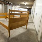 Pair of 1960 Scandinavian twin beds in solid beech