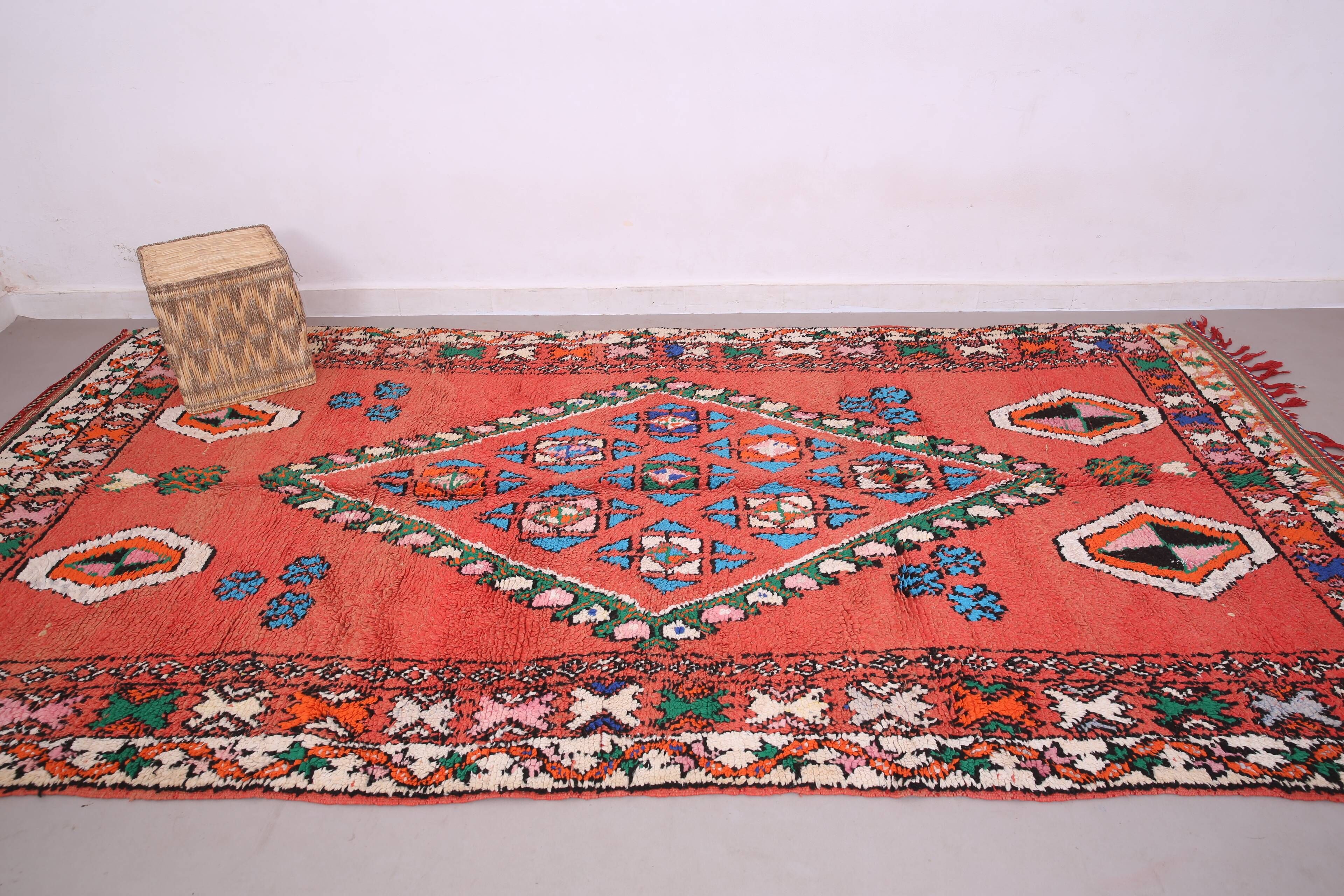 Red Vintage Moroccan rug 186 x 362 cm - Berber Wool Rug - Handmade Rug Boho