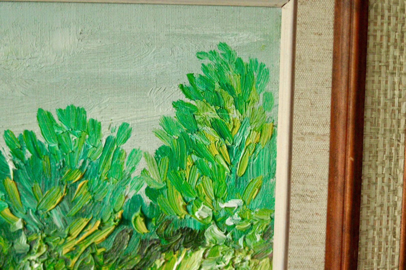Original mid-century oil on canvas – "Vibrant Landscape"