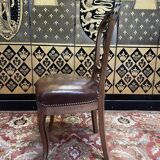 Set of 8 Italian Louis Philippe chairs from the Napoleon III period in leather