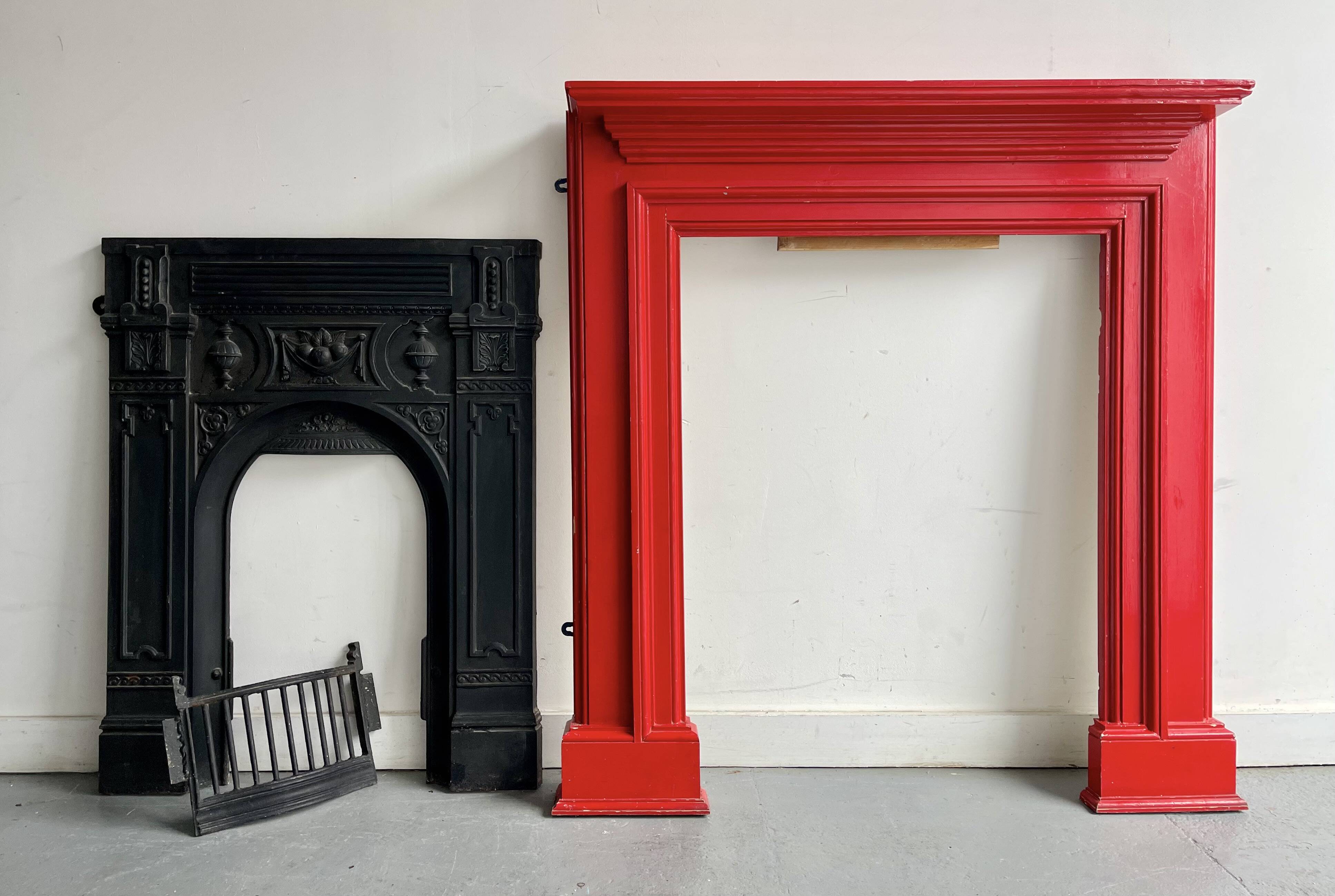 Cast Iron Fireplace with Wooden Surround