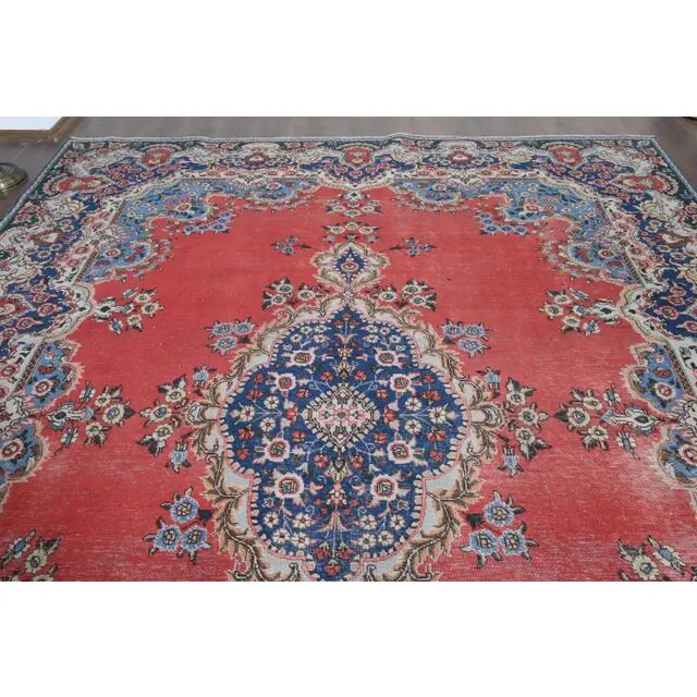 1970s Vintage Persian Handmade Wool Red Oversized Area Rug  295x385