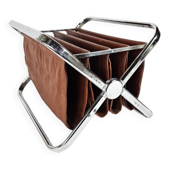 Castelli - Vintage - Italian design - Magazine holder - Magazine rack - chrome tube frame - skai -