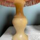 Pair of vintage bedside lamps with pink fringes