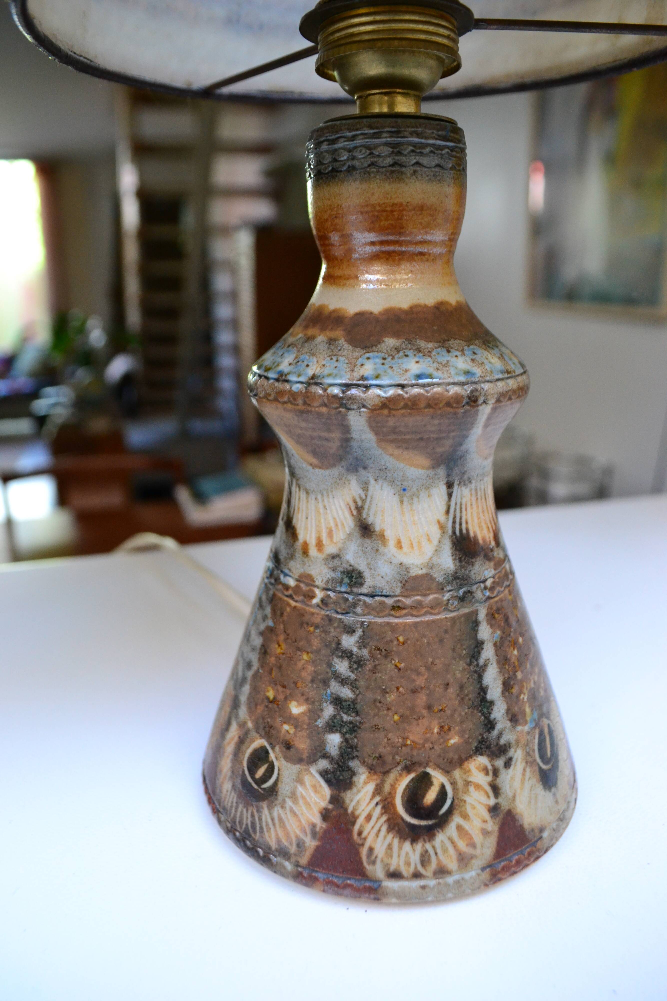 Pair of bedside lamps by Jean-Claude Courjault, ceramic, 1970s.