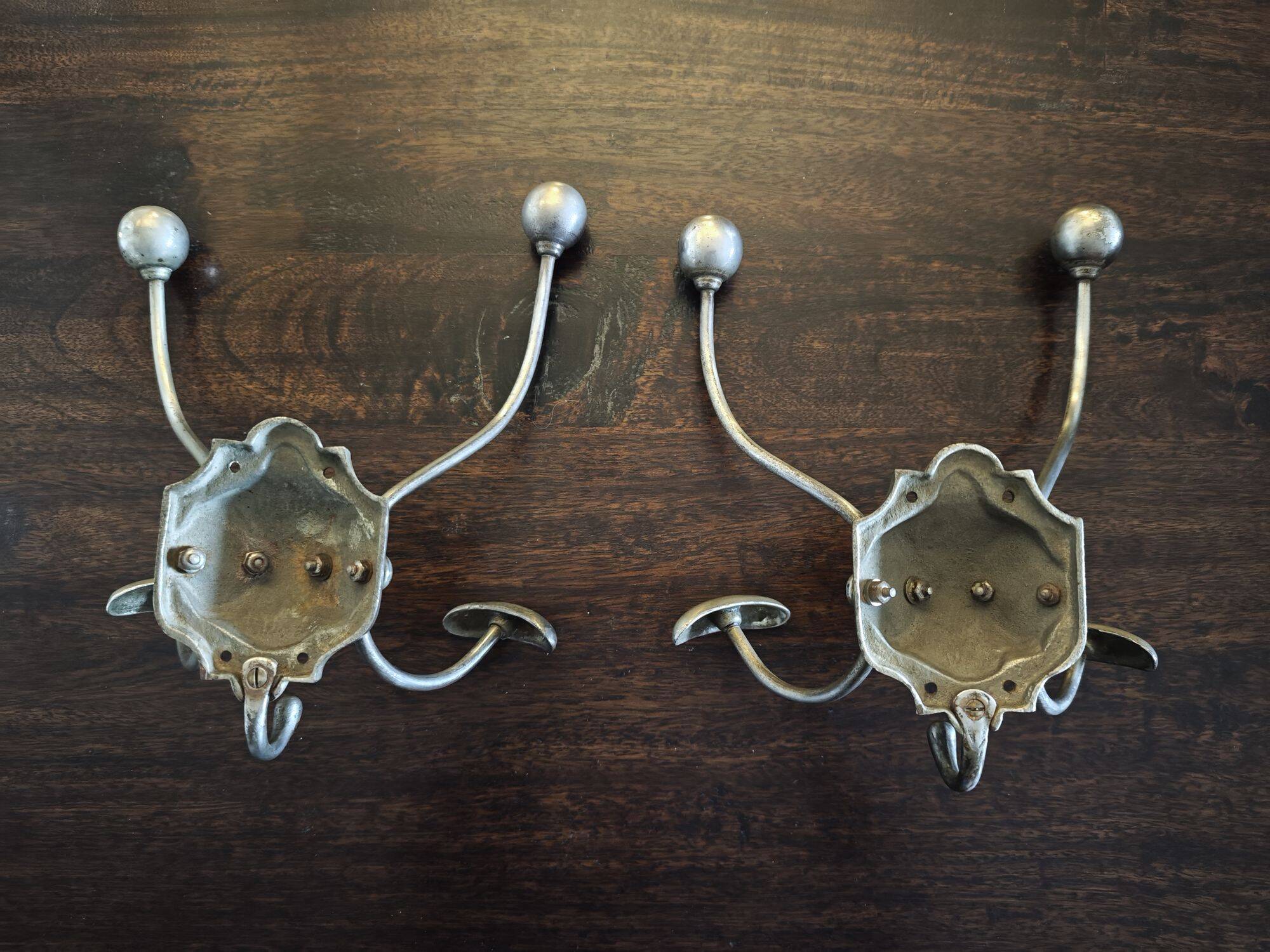 Cast iron and metal wall coat rack with hooks - Late 19th century