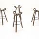 Set of 4 brutalist spanish marbella bar stools, 1950