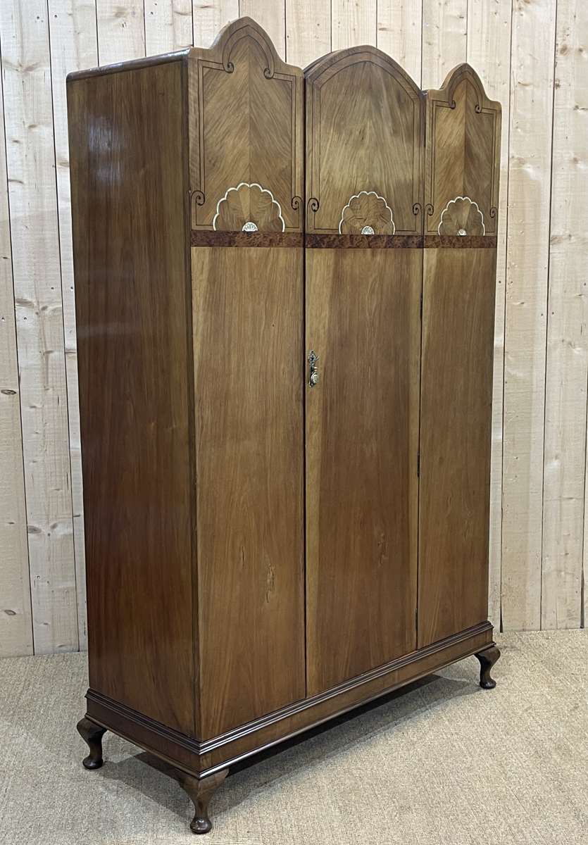 Art Deco walnut wardrobe and marquetry
