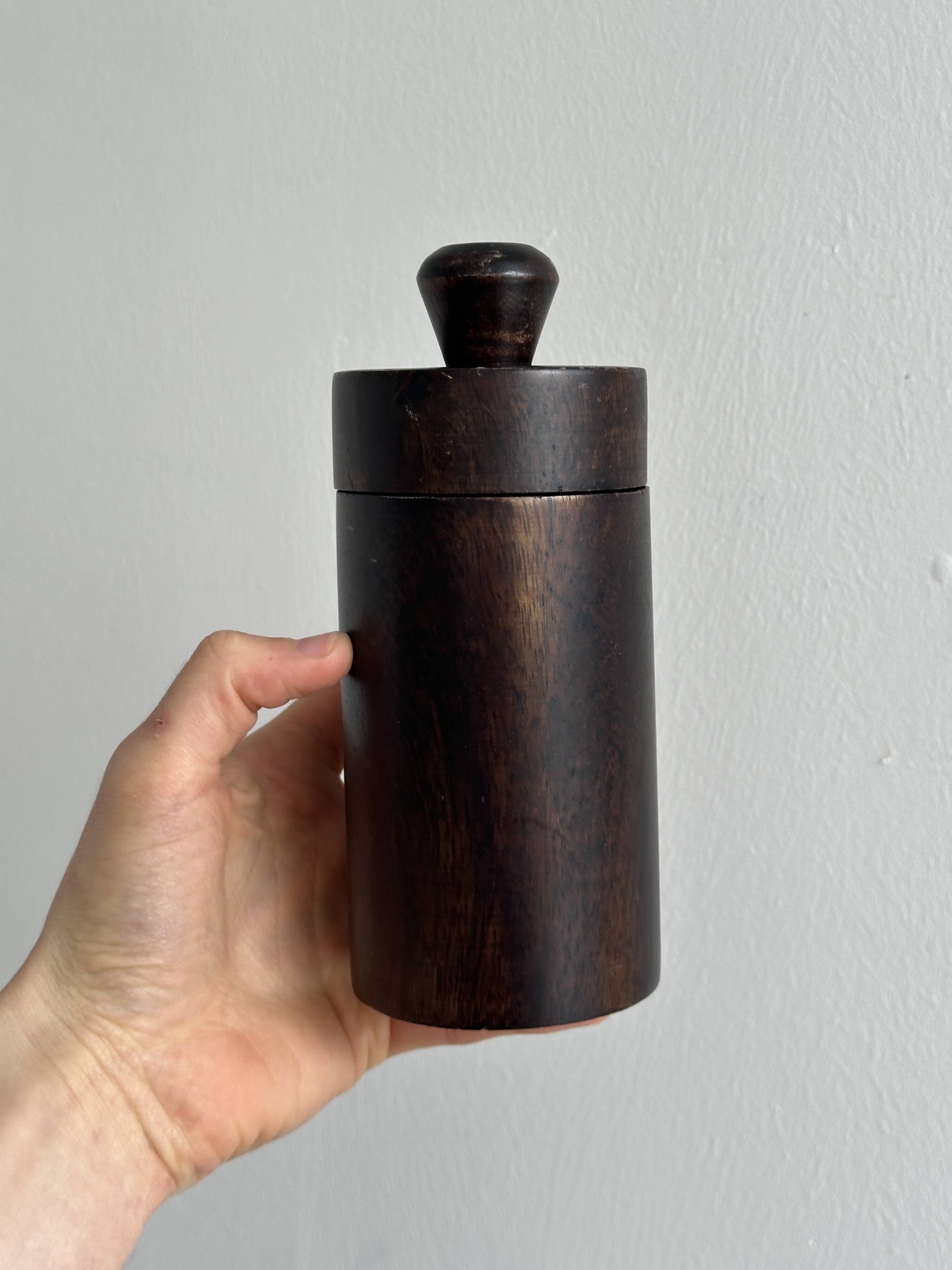 Old brutalist style wooden pot.