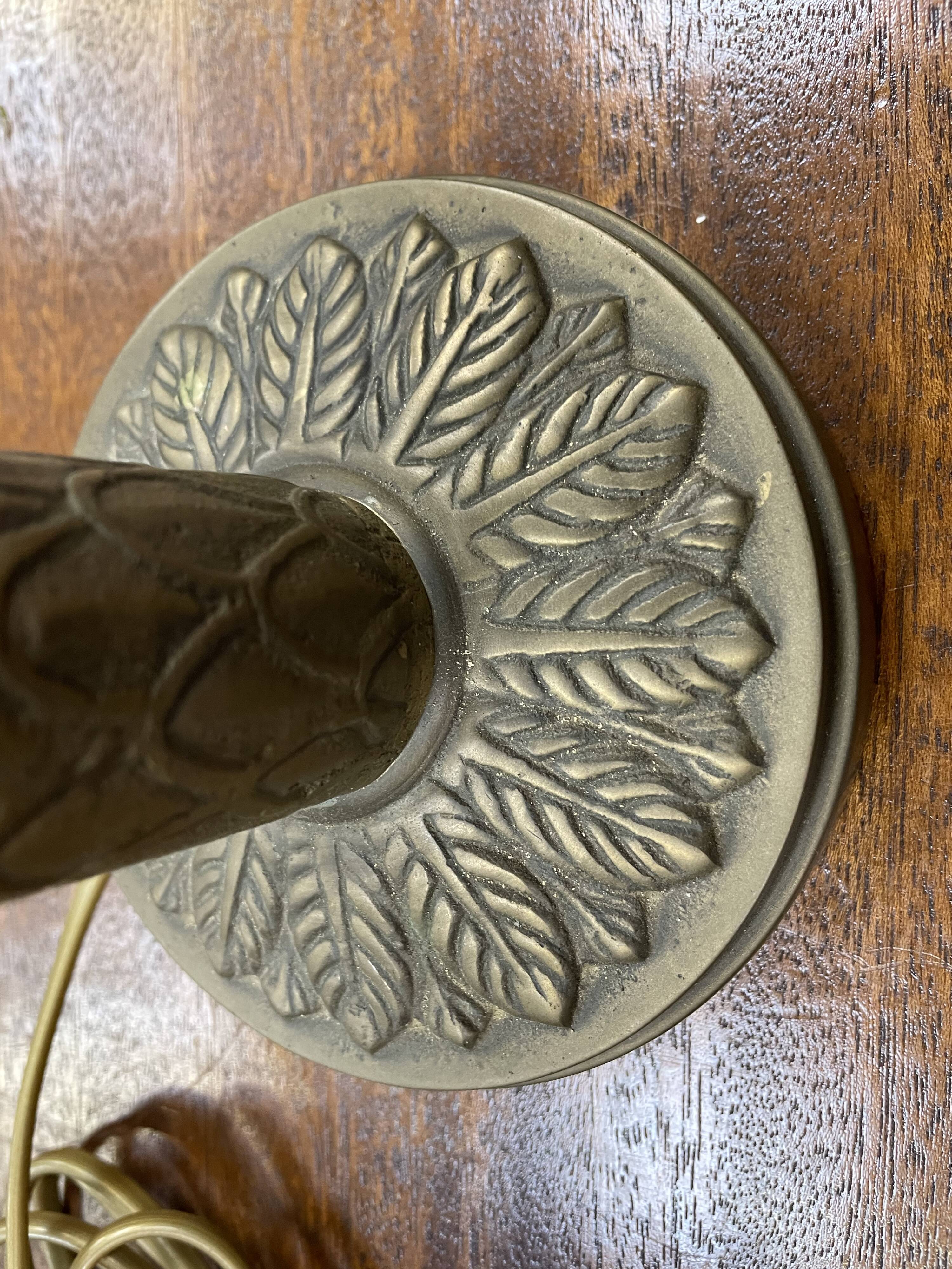 Vintage palm tree lamp base 1960s brass mid century