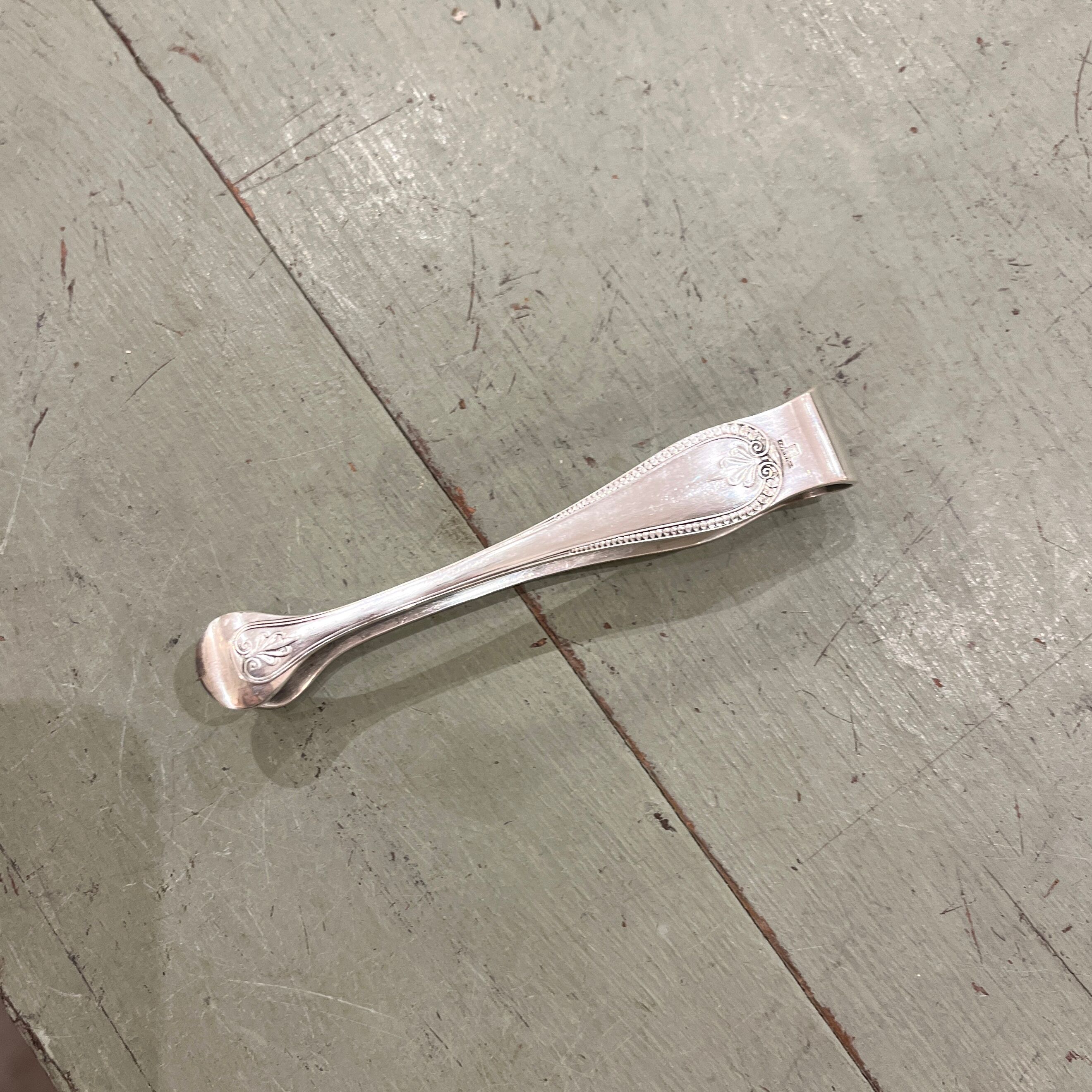 Christofle silver metal sugar tongs, Marly model