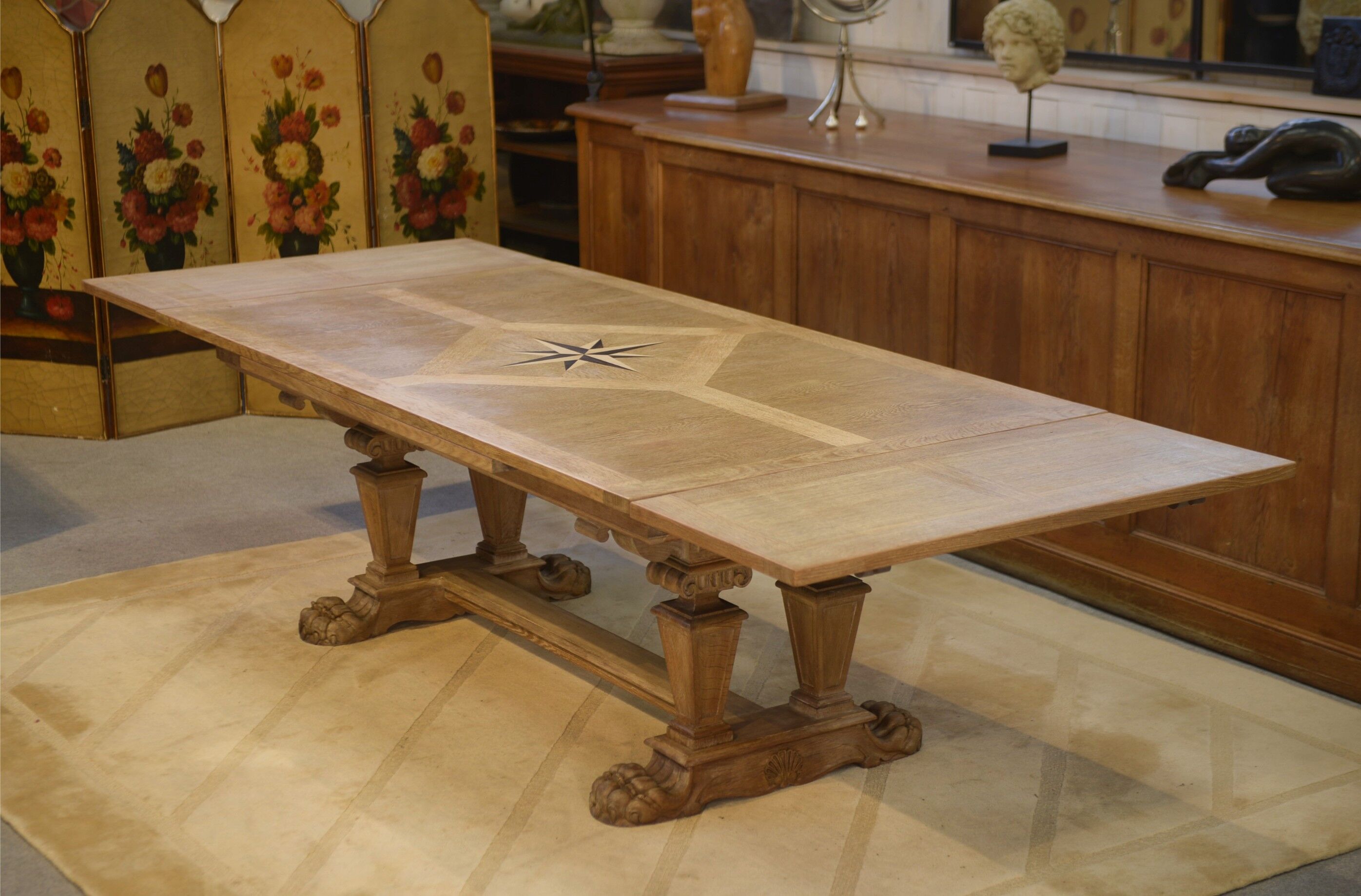 Large sculptural oak table from the 1950s.