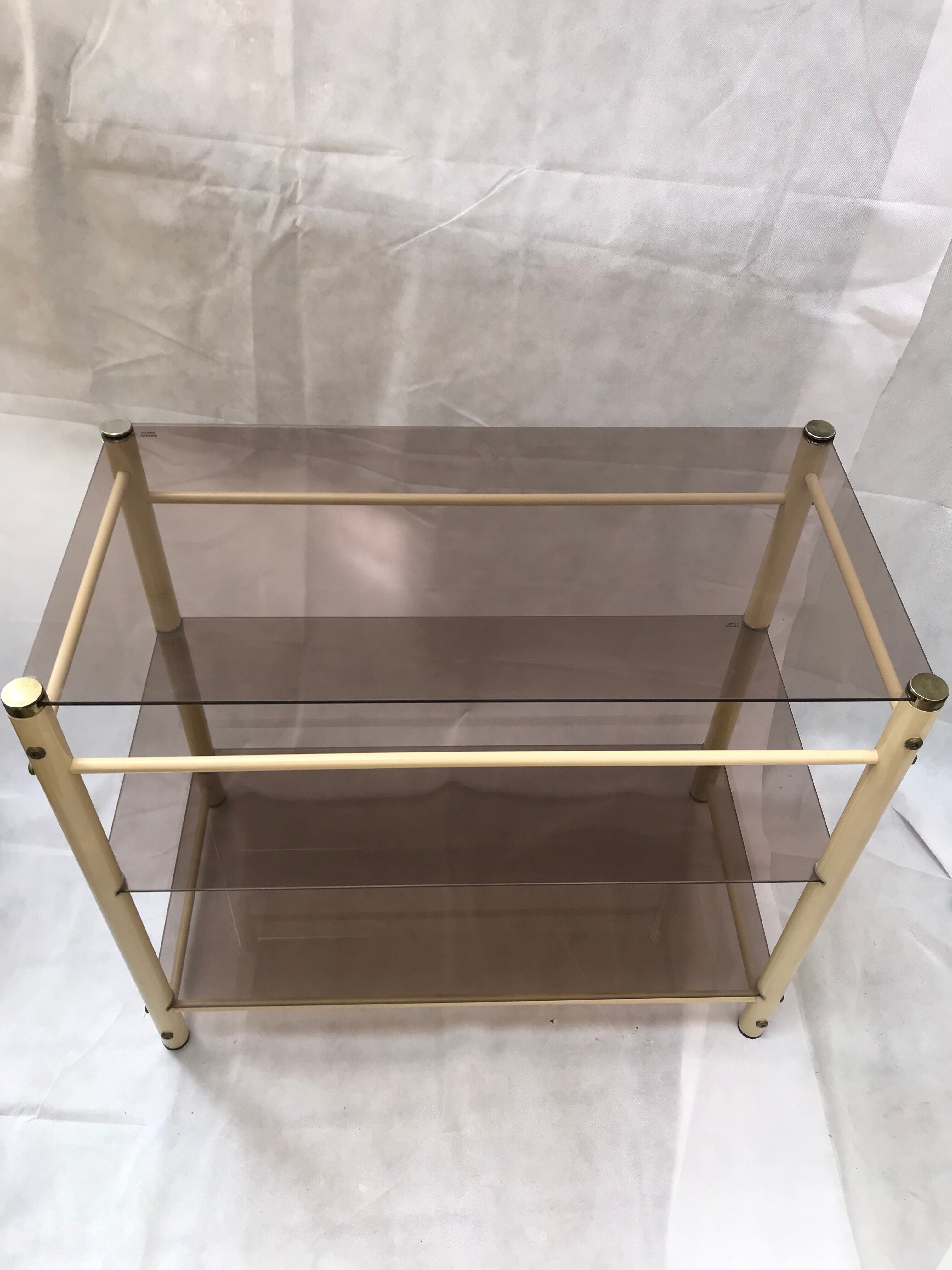 Beige metal console and smoked tempered glass Yves Boutboul