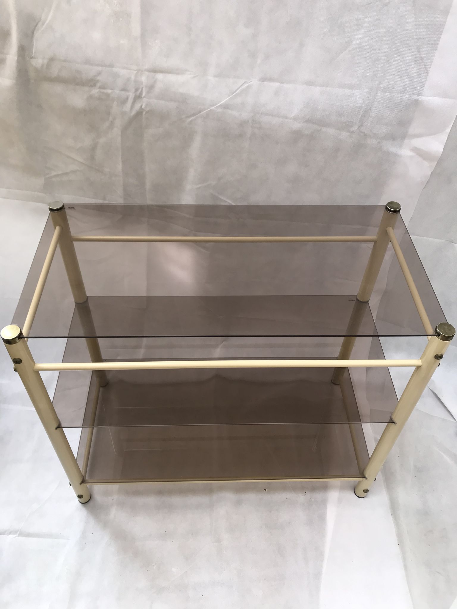 Beige metal console and smoked tempered glass Yves Boutboul