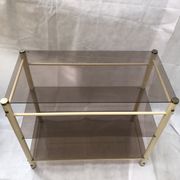 Beige metal console and smoked tempered glass Yves Boutboul