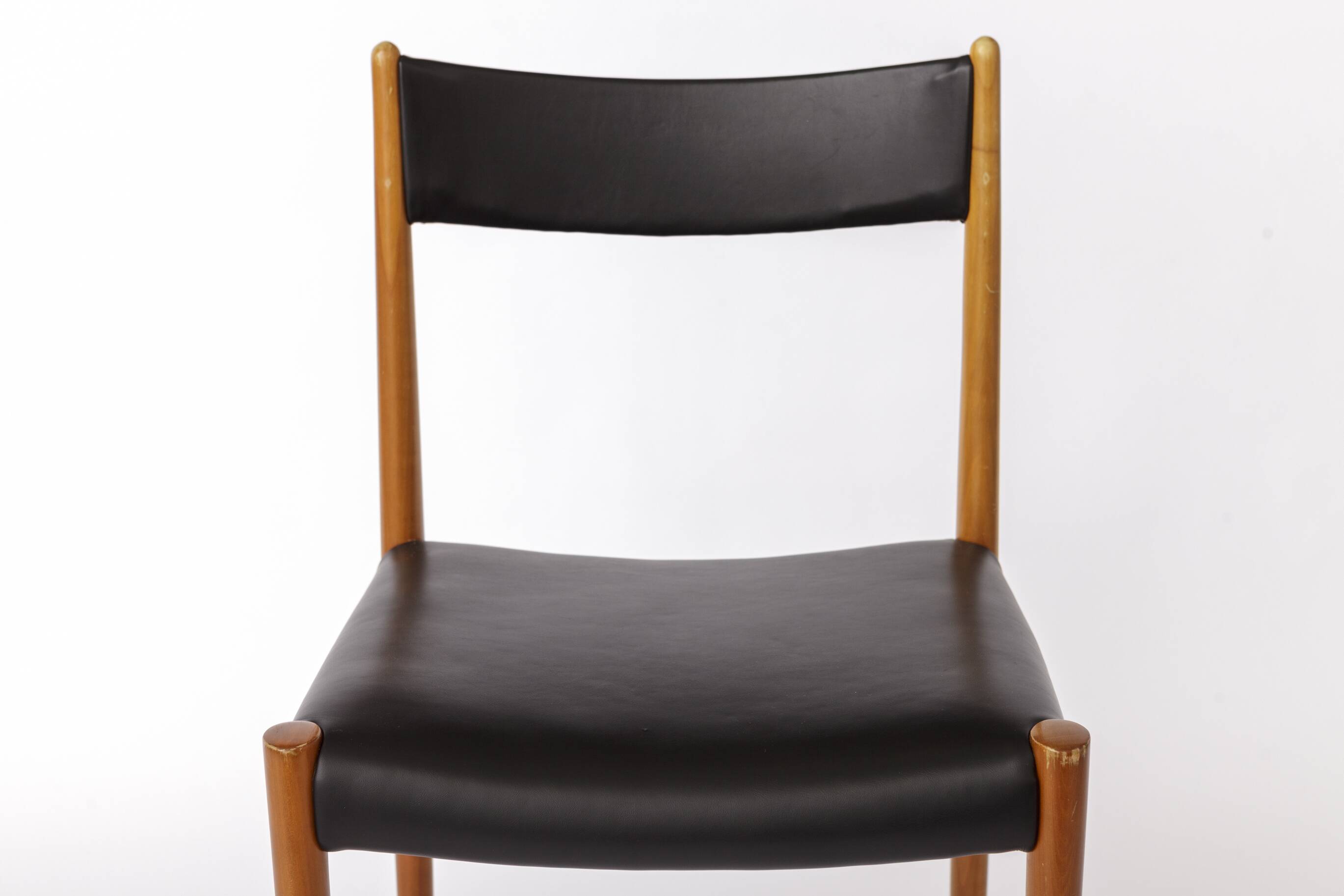 6 Vintage German Dining Chairs by Lübke, 1970s, Beech Wood & Faux Leather