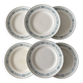 Set of 6 antique flat plates Moulin des Loups & Hamage model P