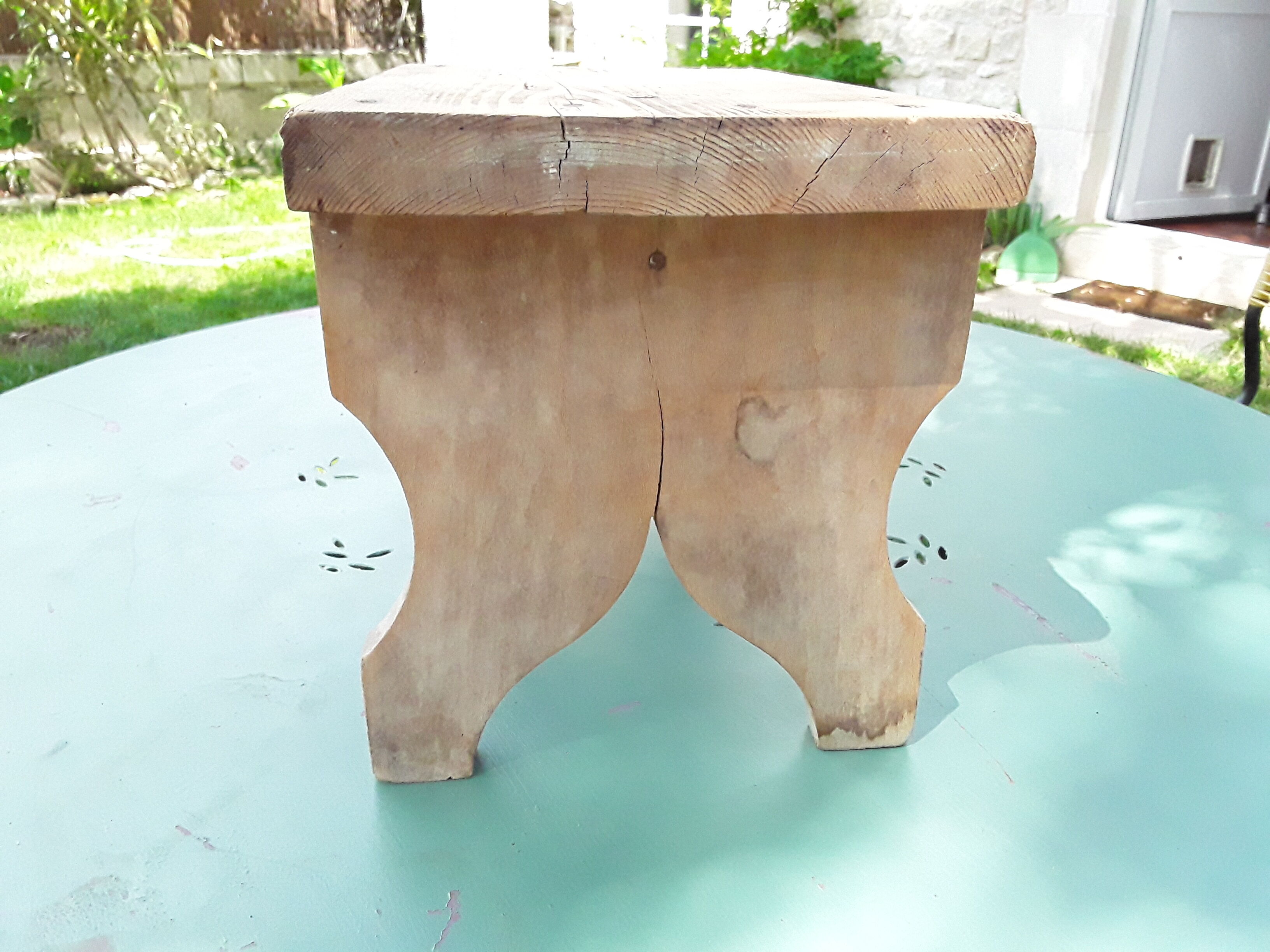 Antique bench stool in solid wood