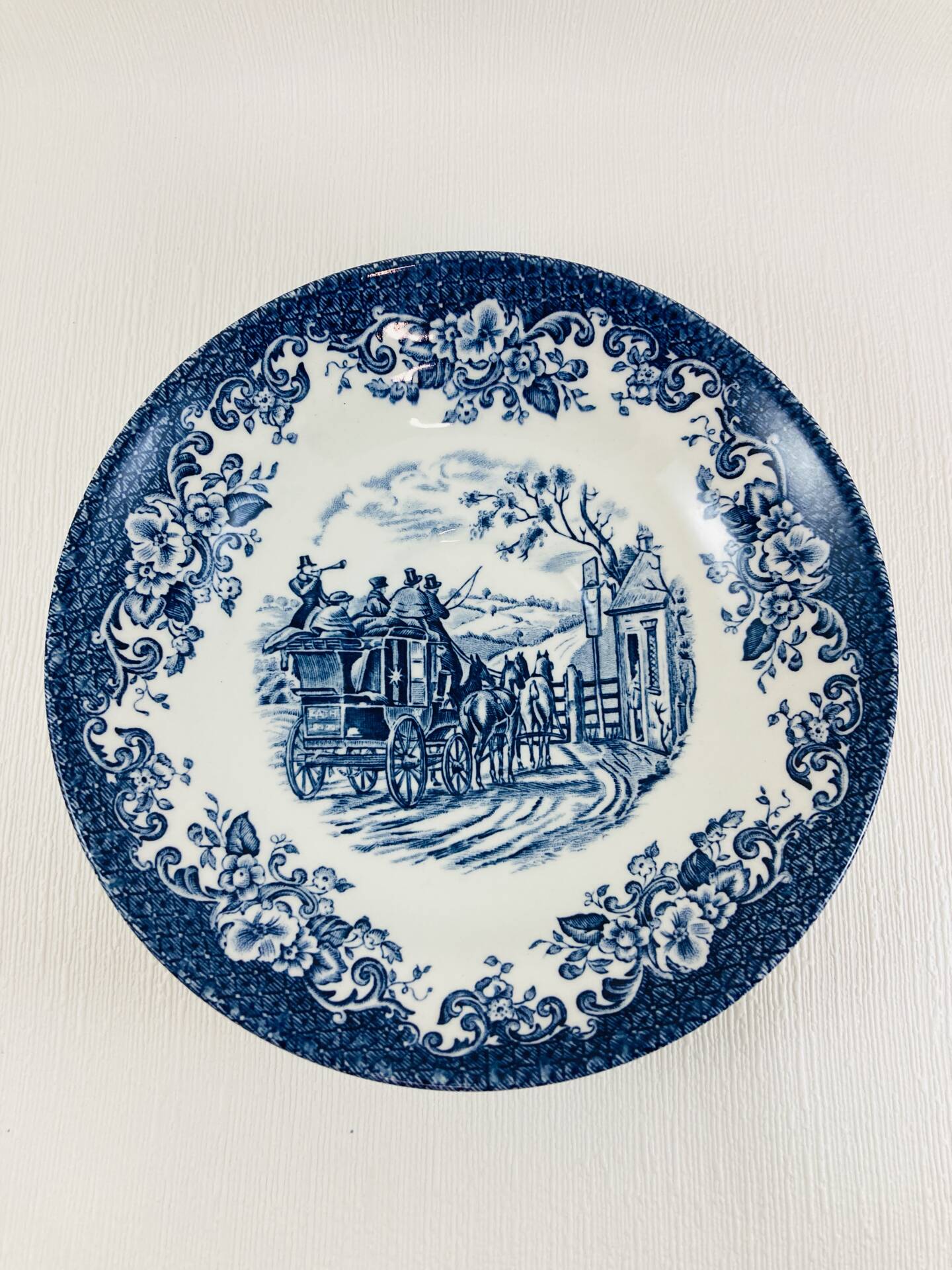 Breakfast Cup and Saucer Coaching Scenes Blue by Johnson Bros