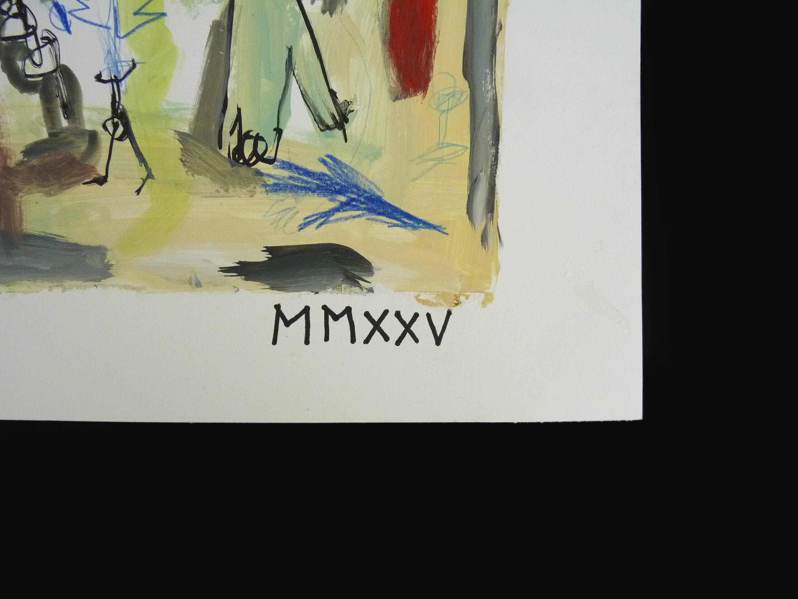 Mixed technique Art brut/Figurative art/Unique art signed Kabian 65X50 cm