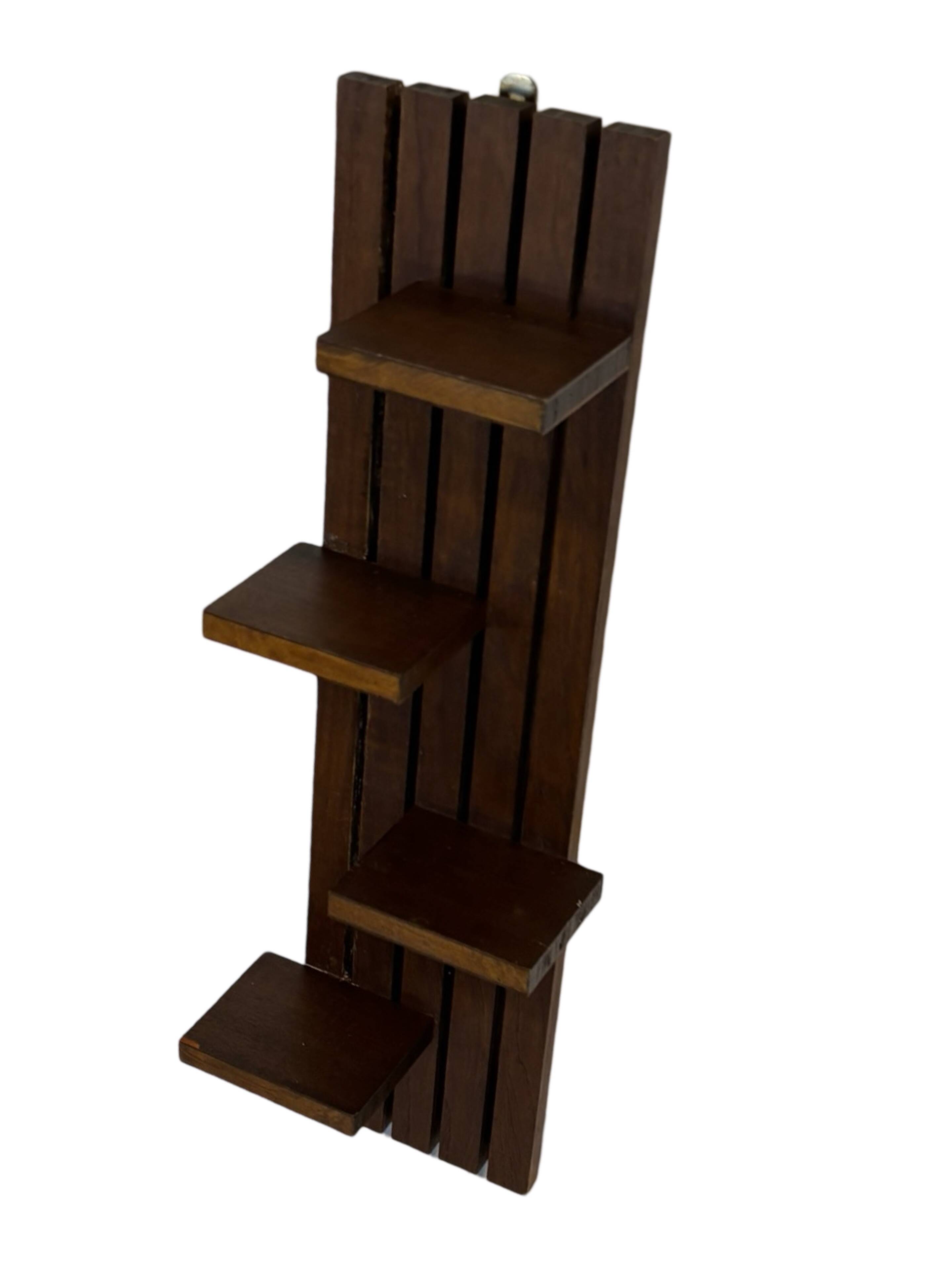 vintage wall shelf plant support, decoration oak wood