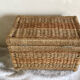 Coffre rotin et corde rafia structure bois - vintage