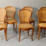 Suite of 6 chairs cannées en merisier Louis Philippe