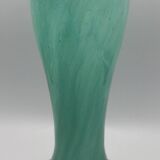 Vintage speckled green marbled glass vase, art nouveau