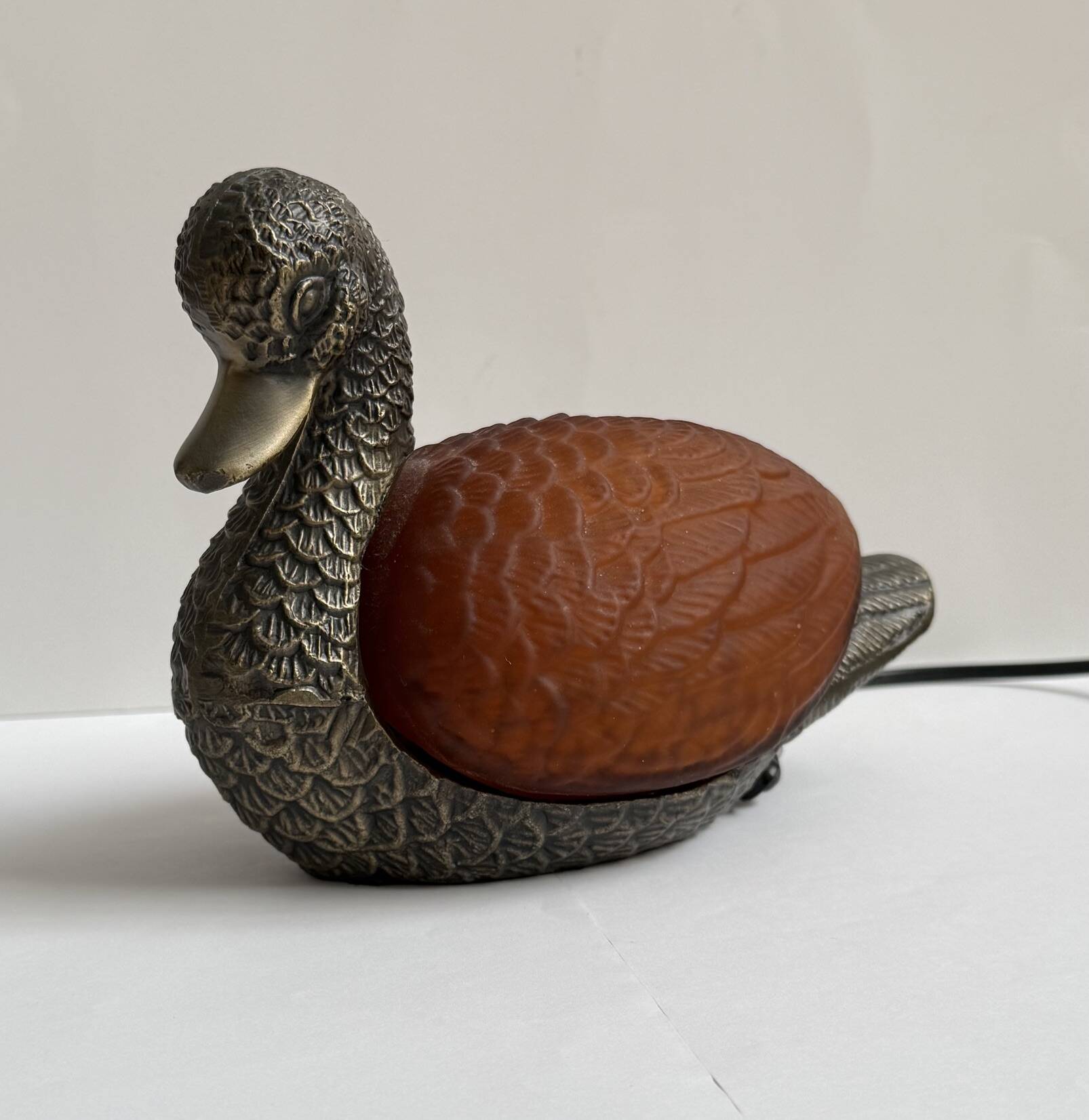 Vintage bronze duck lamp