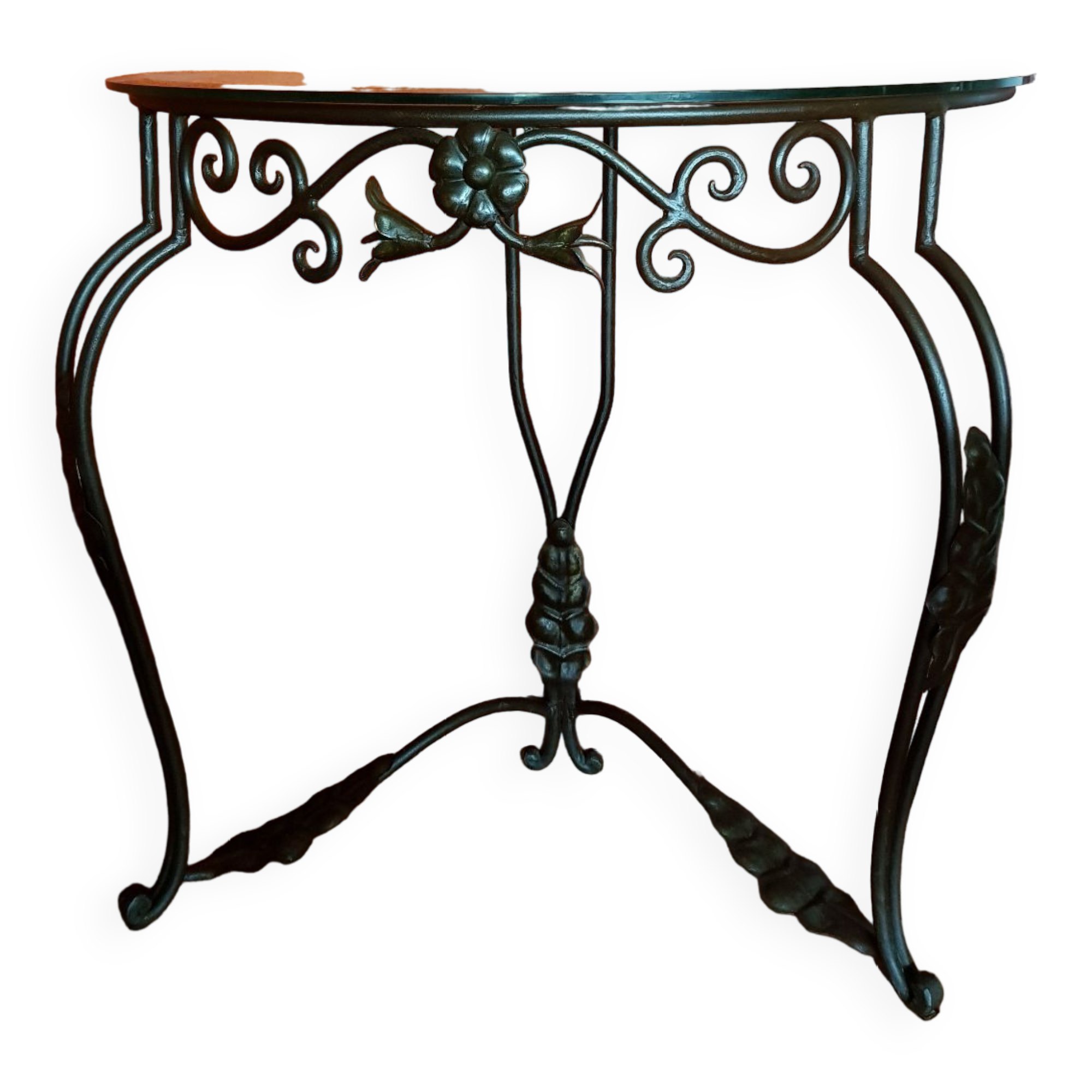 Wrought iron console half moon