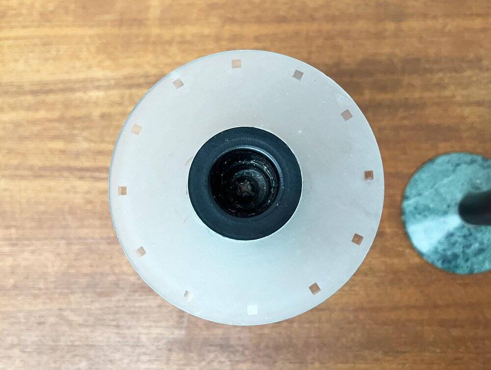 Vintage postmodern Italian wooden and stone candle holders, 1980s, set of 2.