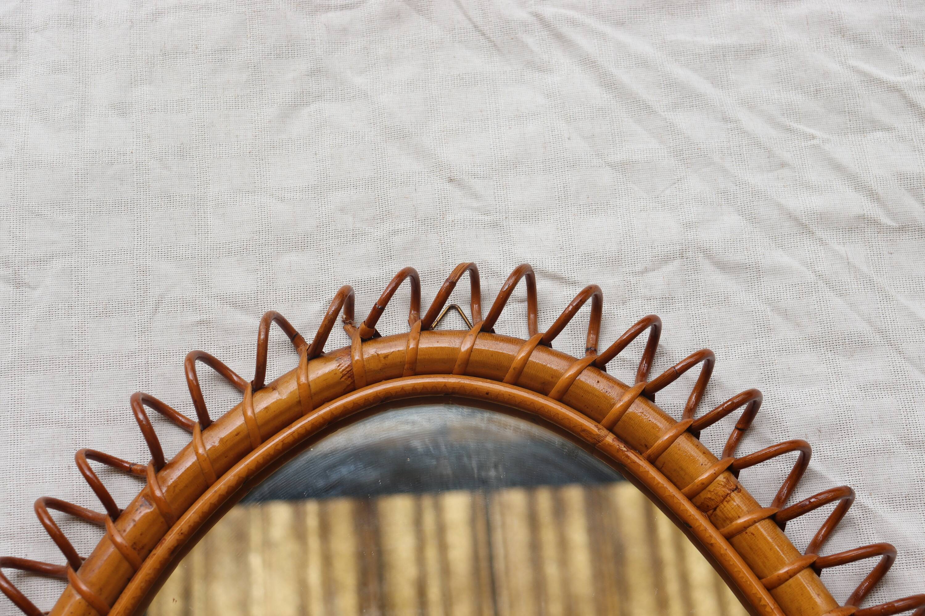 Italian rattan mirror 60's