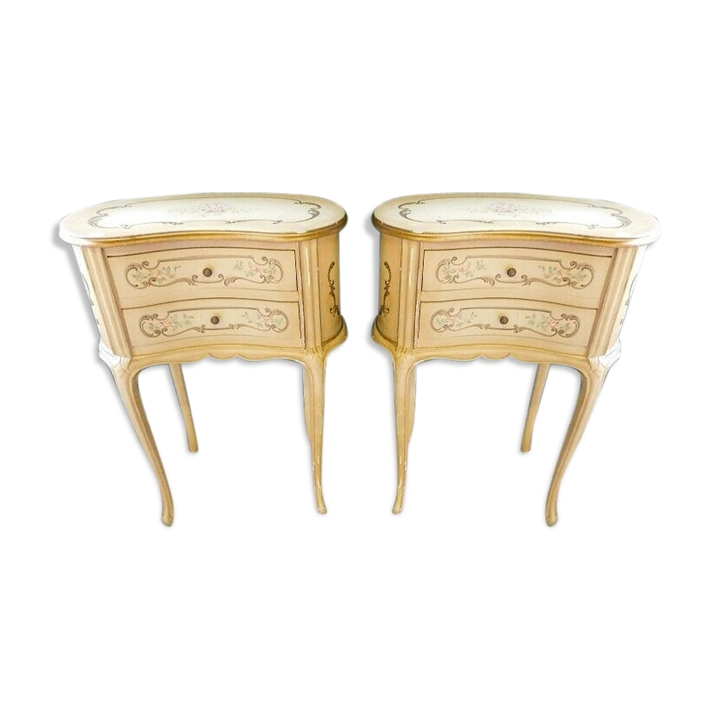 Pair of bedsides modele kidney