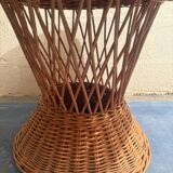 Table basse en rotin vintage