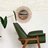 Vintage rattan sun mirror