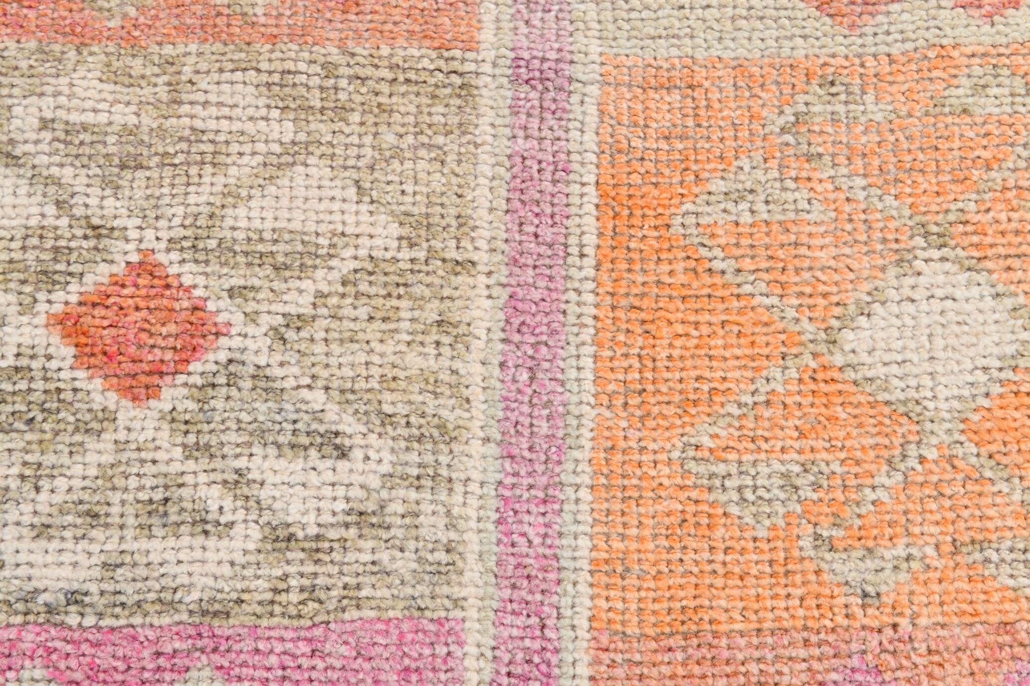 3x10 Turkish Pink & Orange Vintage Runner Rug, 91x316Cm