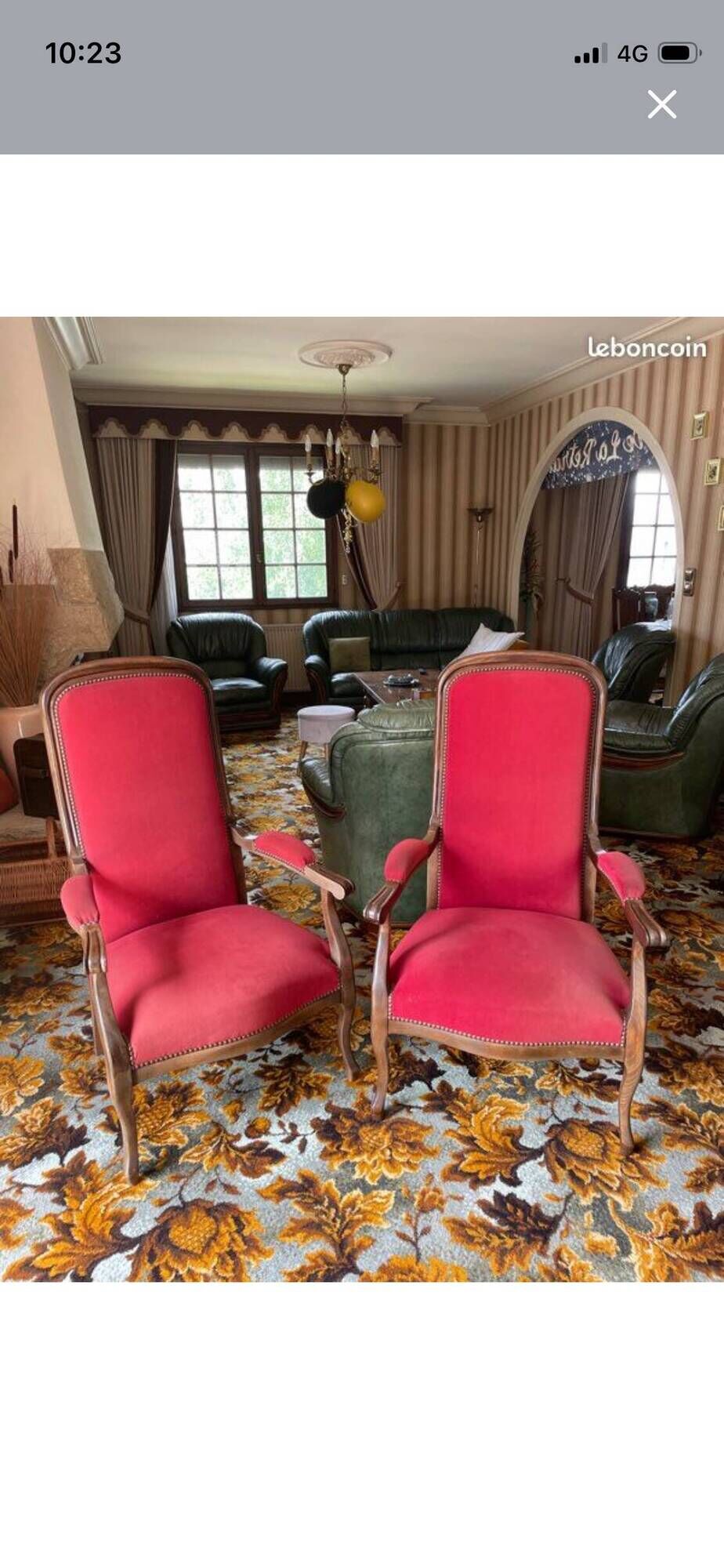 Lot of red velvet Voltaire armchairs