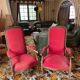 Lot of red velvet Voltaire armchairs