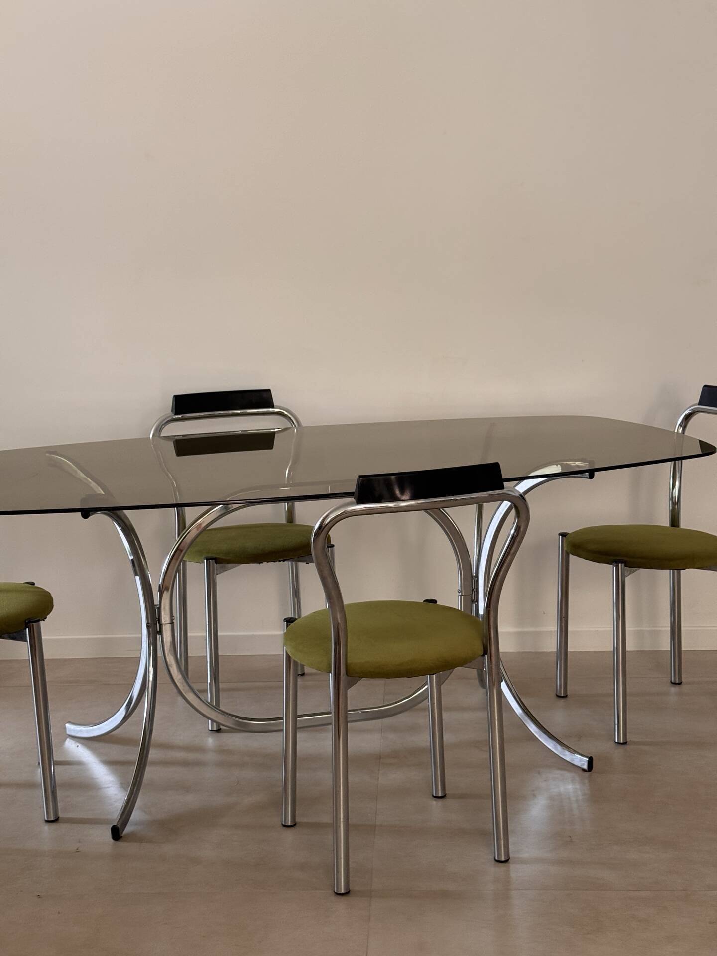 Table à manger verre fumé 1970