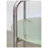 Table d’appoint en métal chrome et verre