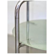 Table d'appoint en métal chrome et verre